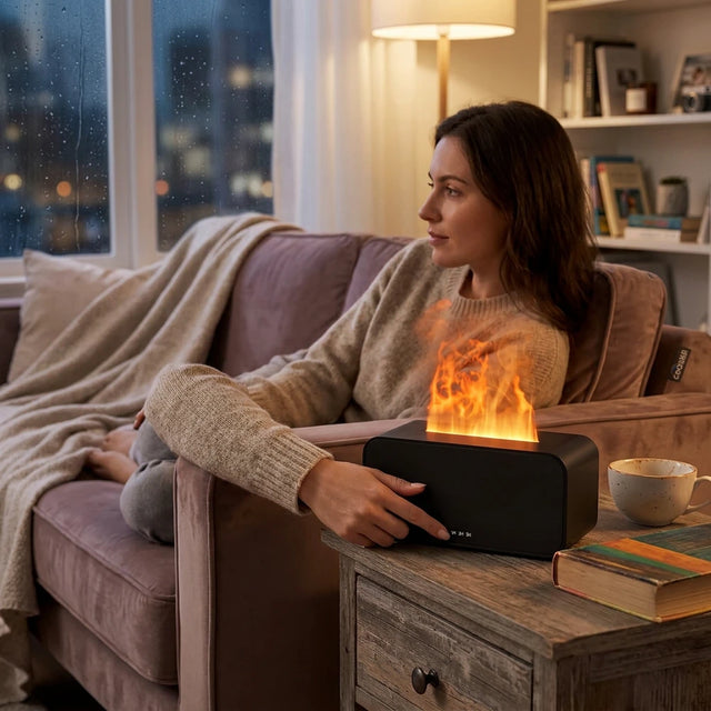 Flame Effect Aroma Diffuser & Humidifier with LED Light