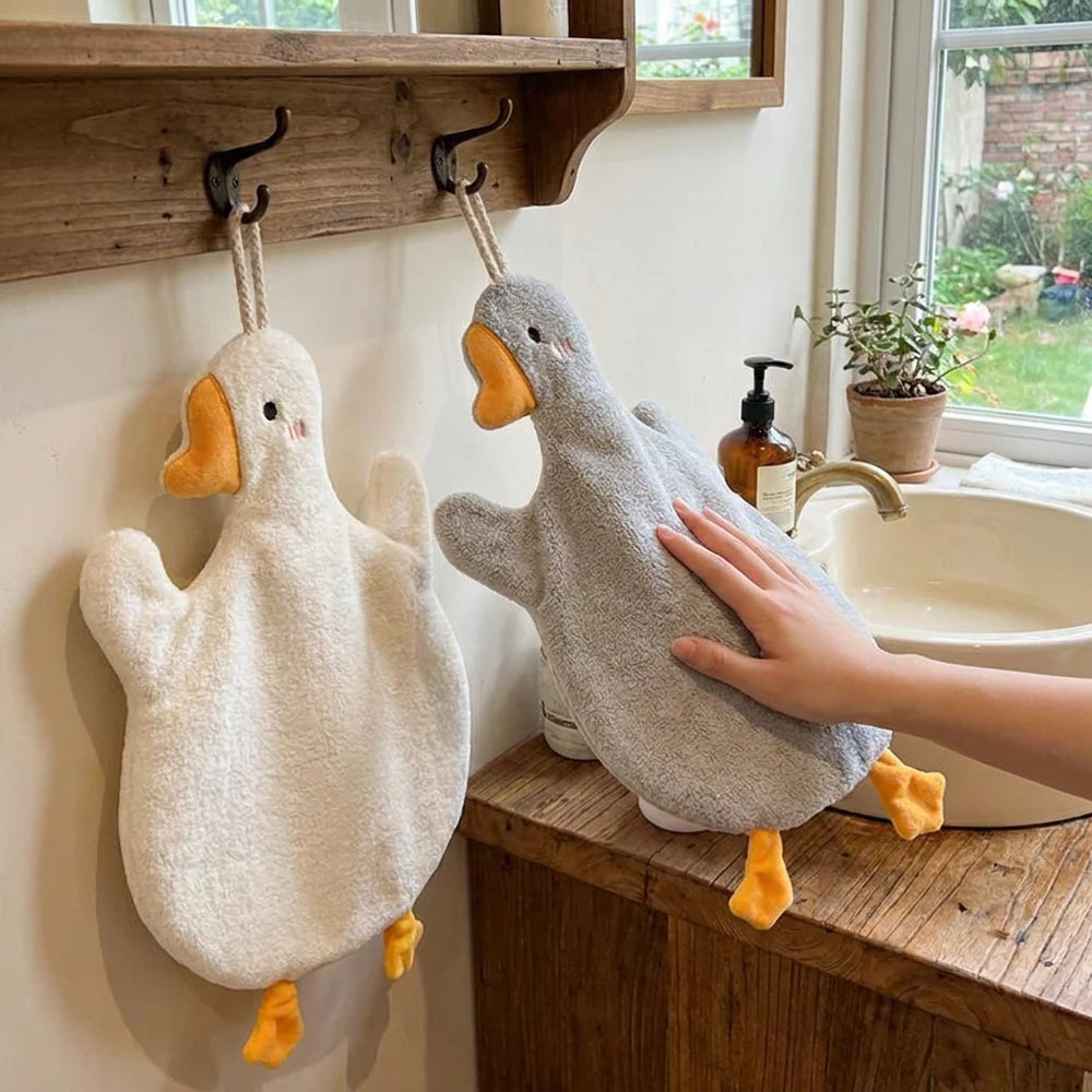 Cartoon Goose Hanging Hand Towel, Super Absorbent & Quick-Dry