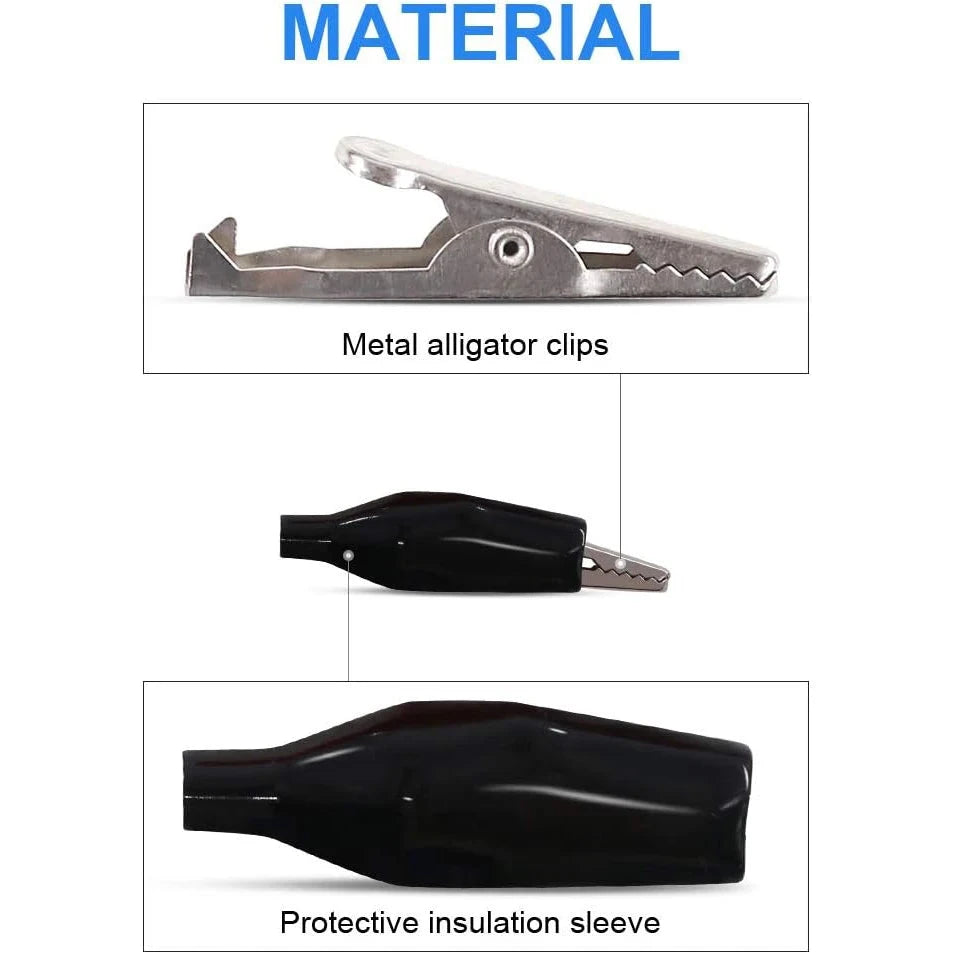20-Pack Alligator Clips with Insulated Covers for Lab & Electronics