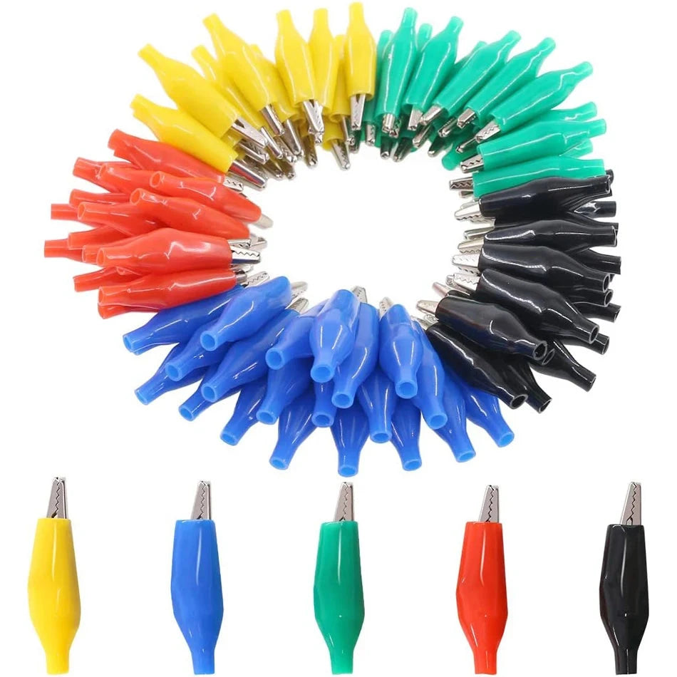 20-Pack Alligator Clips with Insulated Covers for Lab & Electronics