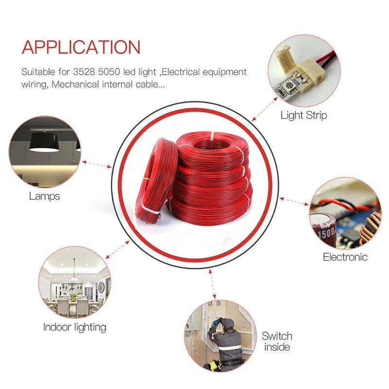 2-Pin Tinned Copper Wire - PVC Insulated Extension Cable for LED Strips