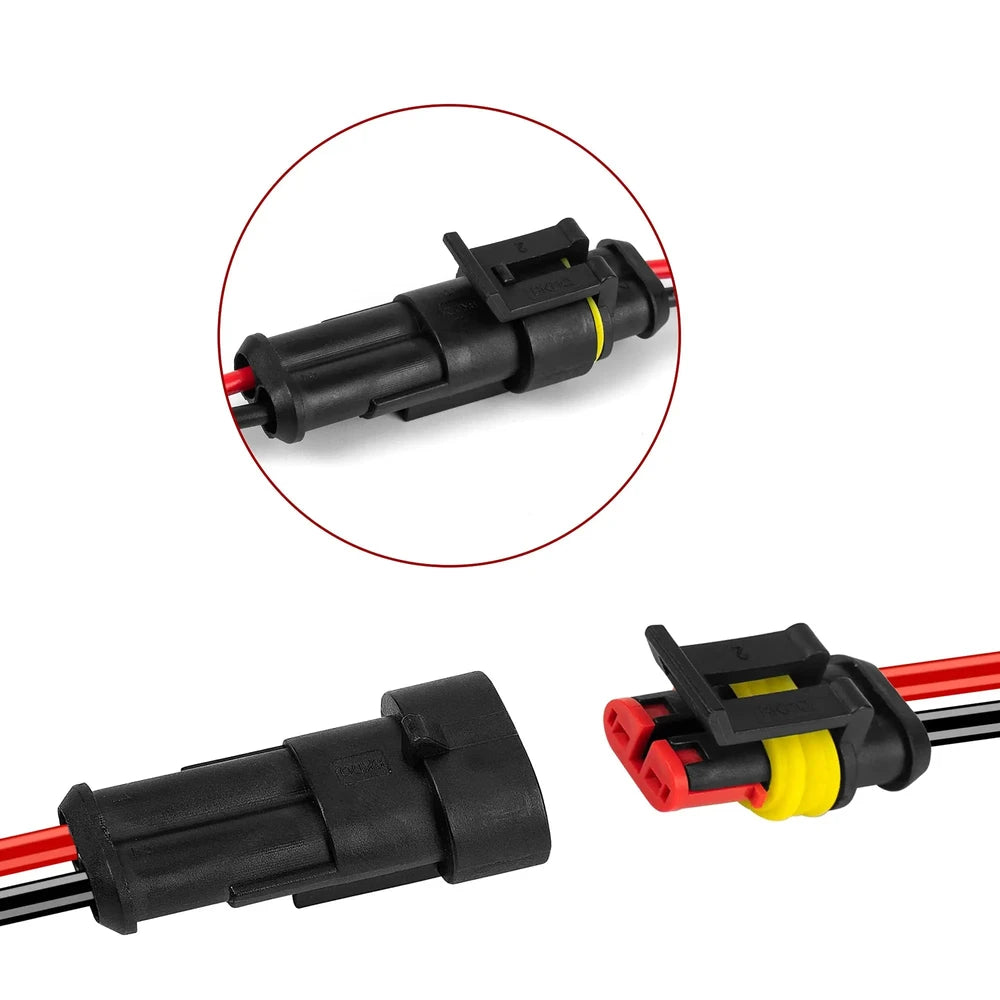 2-Pin Waterproof Wire Connectors - Male & Female Set for Car & Truck