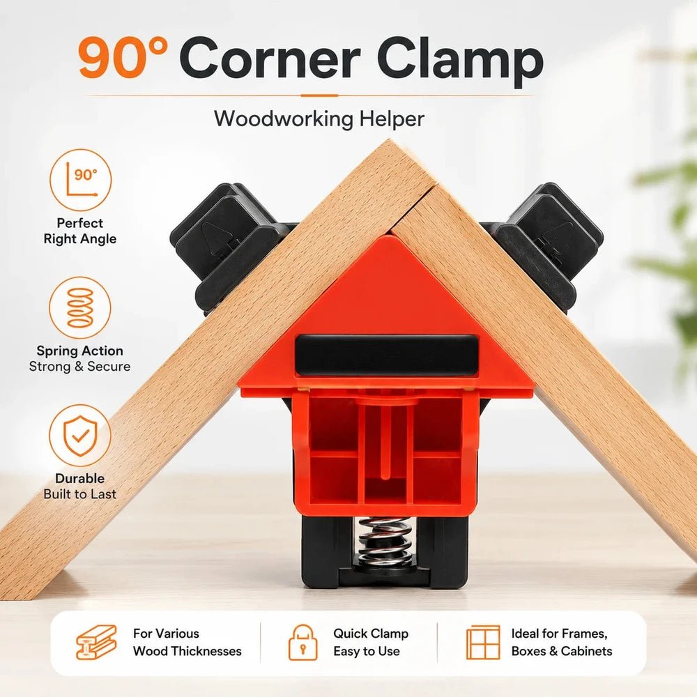 90° Right Angle Corner Clamp - Woodworking Tool for Frames & Cabinets