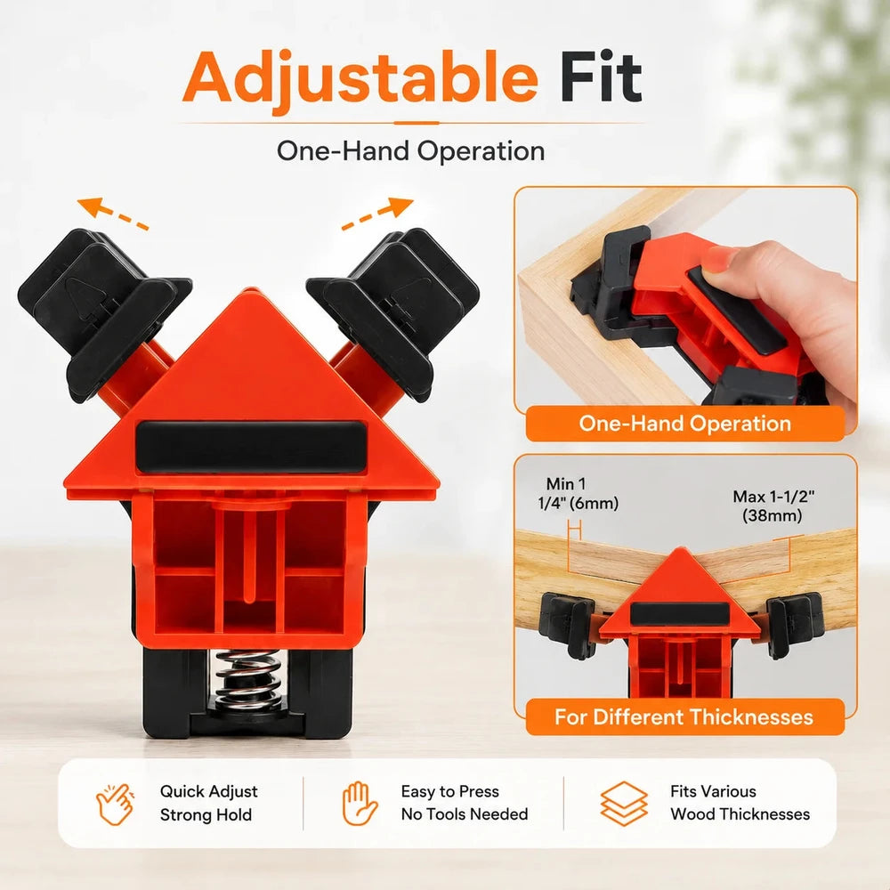 90° Right Angle Corner Clamp - Woodworking Tool for Frames & Cabinets