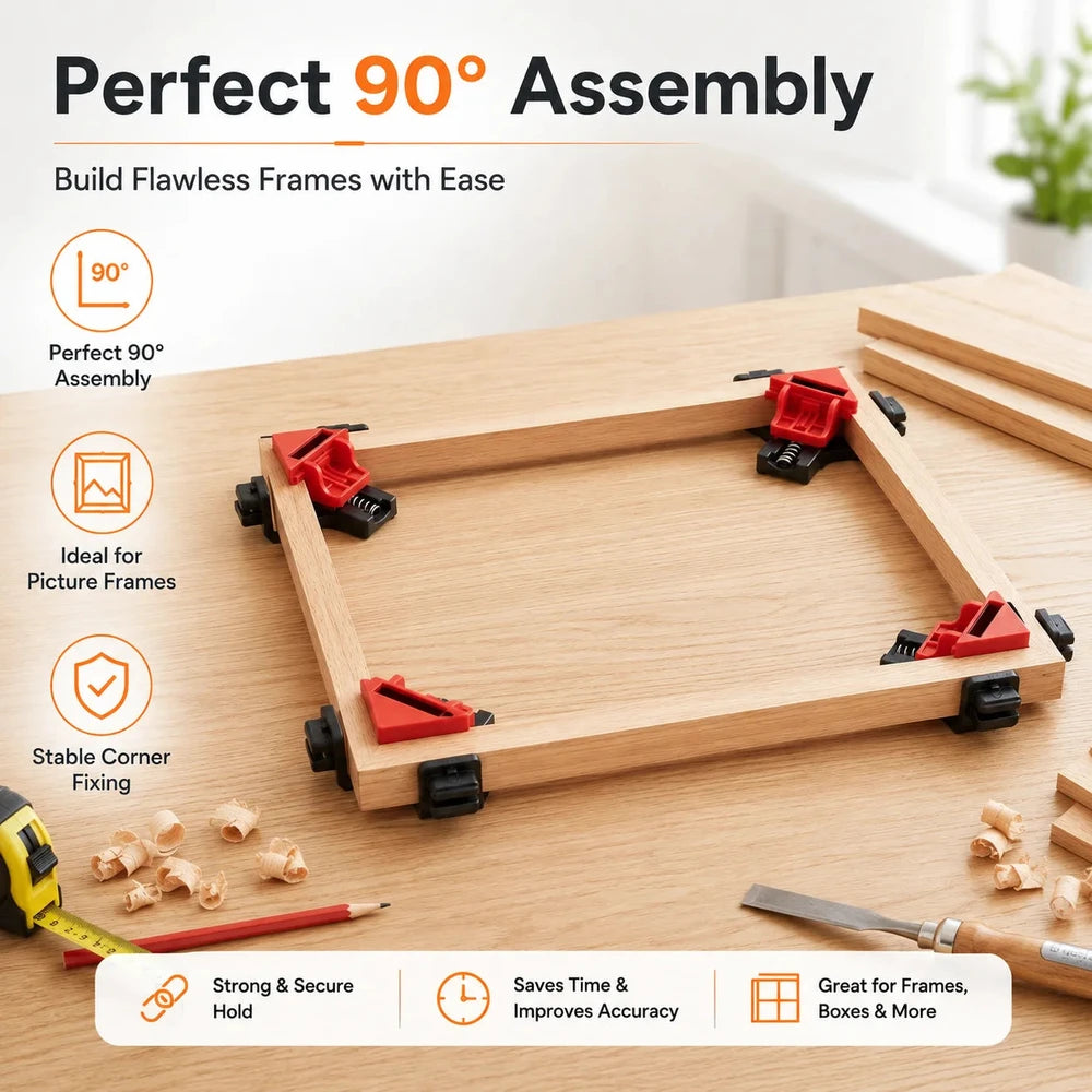 90° Right Angle Corner Clamp - Woodworking Tool for Frames & Cabinets