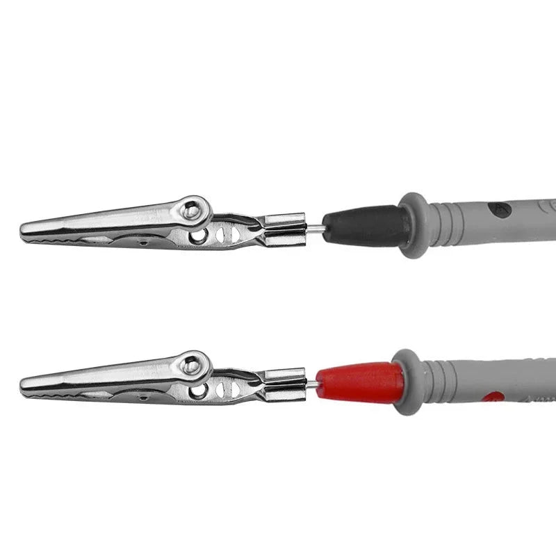 Multimeter Test Clip Clamps - Red & Black Wire Tips, 10A/1000V