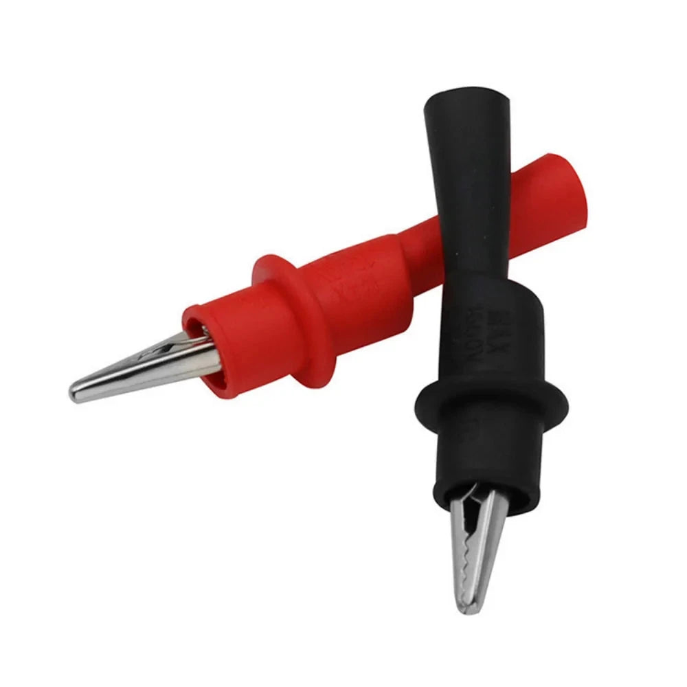 Multimeter Test Clip Clamps - Red & Black Wire Tips, 10A/1000V