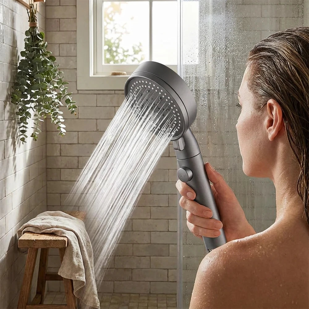 5-Mode High Pressure Shower Head Set with Hose - Water Saving