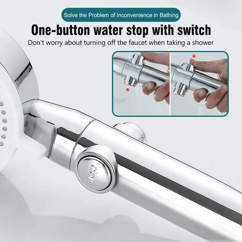 5-Mode High Pressure Shower Head Set with Hose - Water Saving