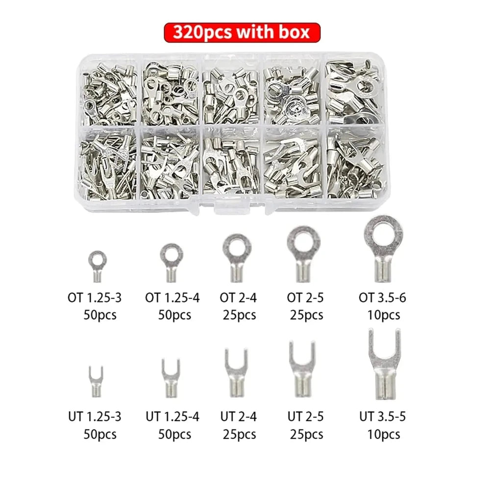 Brass Terminal Assortment Kit - Crimp Spade, Ring & U-Type Connectors
