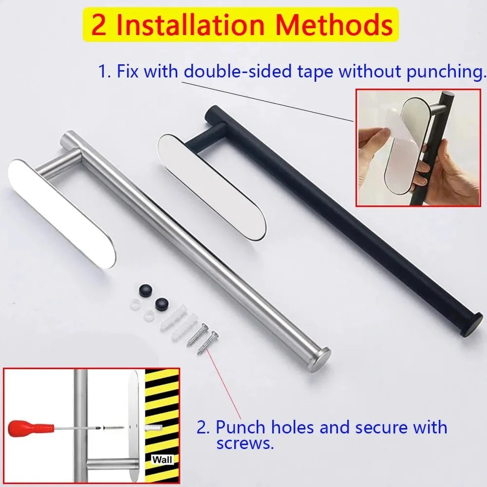 Adhesive Paper Towel Holder - Stainless Steel, No-Drill Kitchen Rack