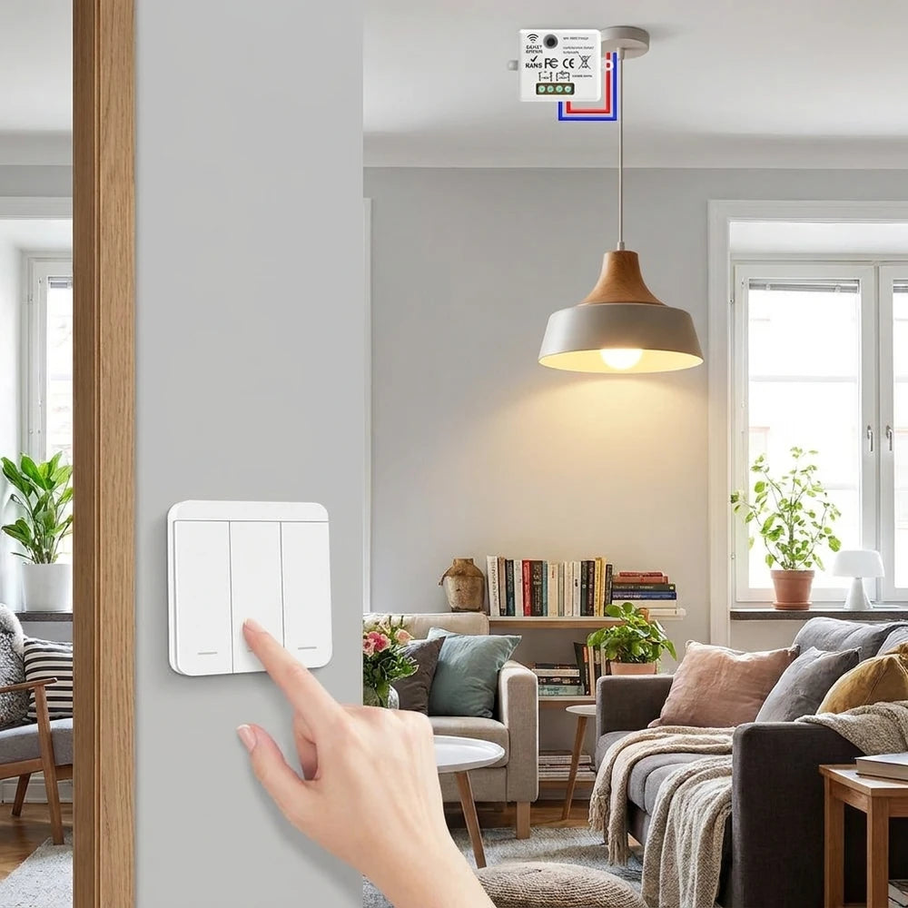 433MHz Wall Panel Switch with Remote - Wireless Smart Light Control