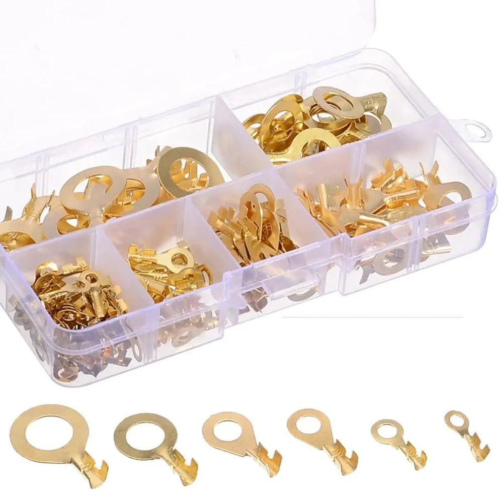 150-Piece O-Type Ring Terminal Set - Copper Crimp Connectors, 6 Sizes