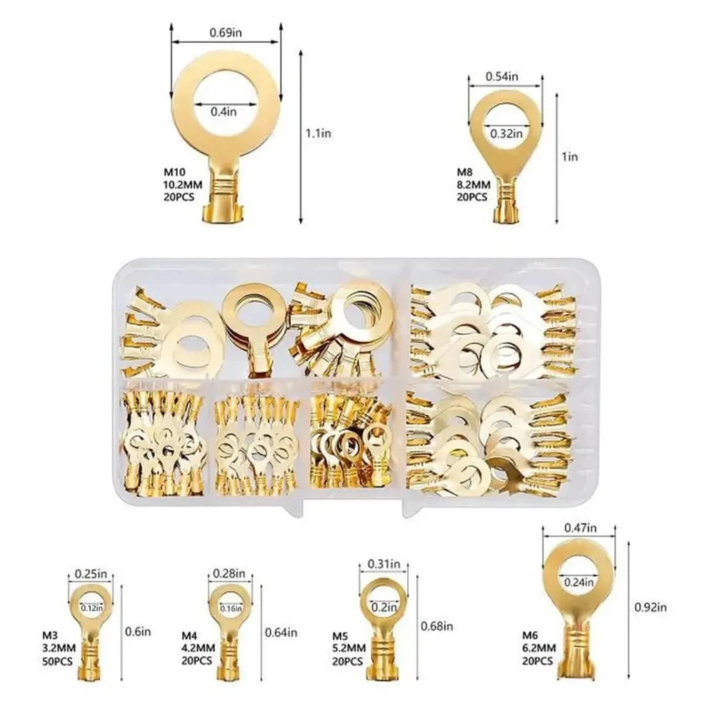 150-Piece O-Type Ring Terminal Set - Copper Crimp Connectors, 6 Sizes