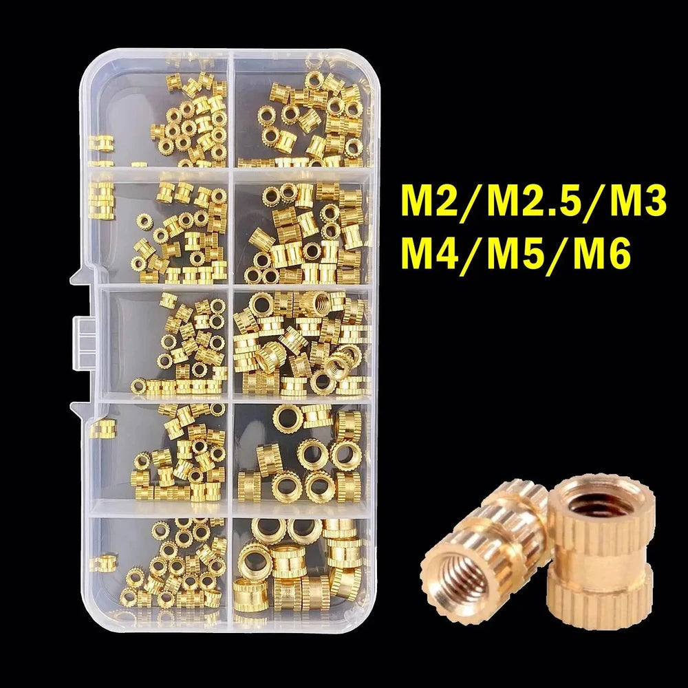 Brass Heat-Set Threaded Inserts M2-M6 - 3D Printer Nut Kit