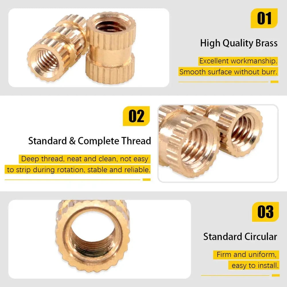 Brass Heat-Set Threaded Inserts M2-M6 - 3D Printer Nut Kit