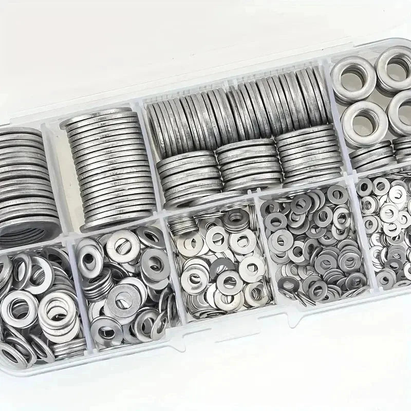 304 Stainless Steel Flat Washer Set - 360 or 580 Pieces