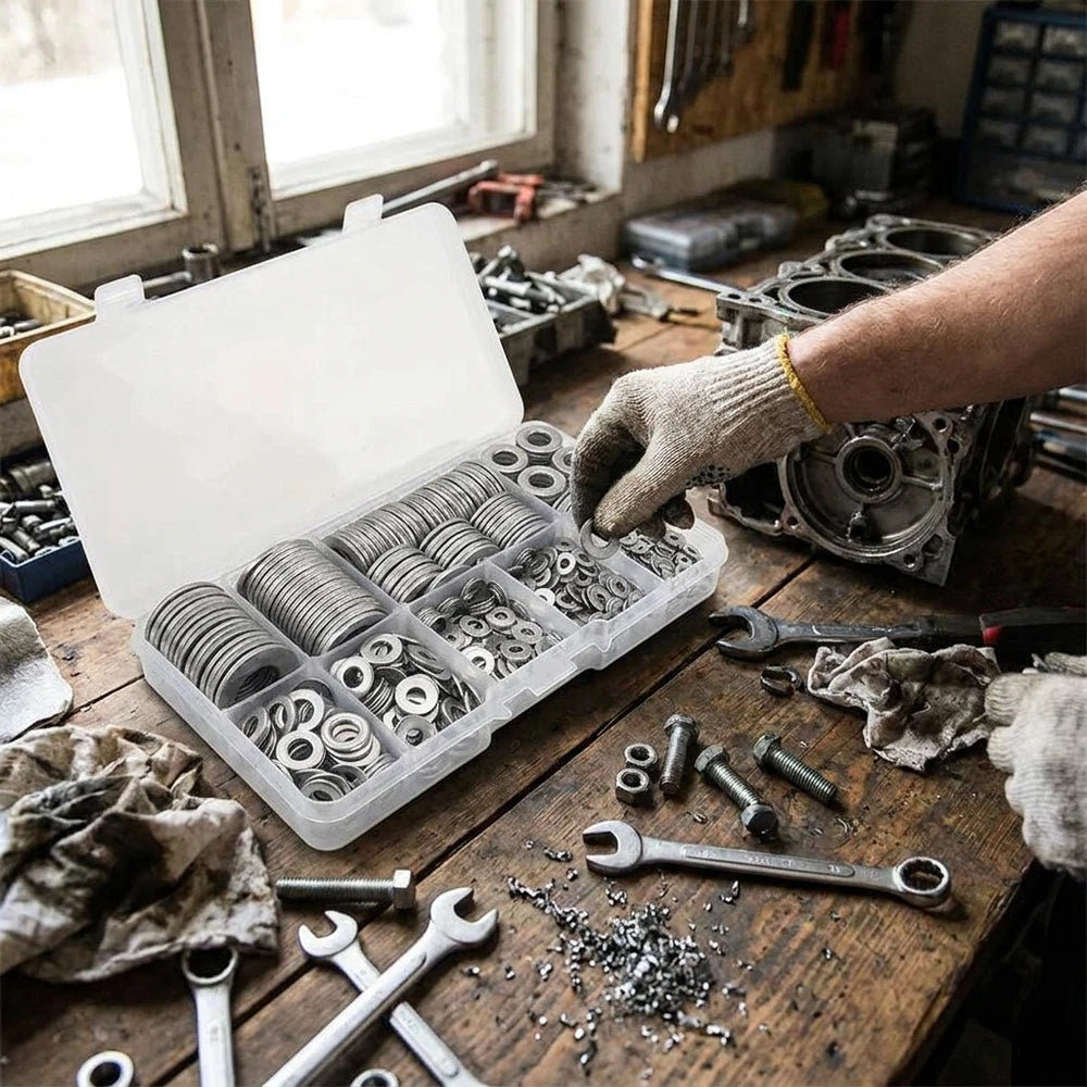 304 Stainless Steel Flat Washer Set - 360 or 580 Pieces