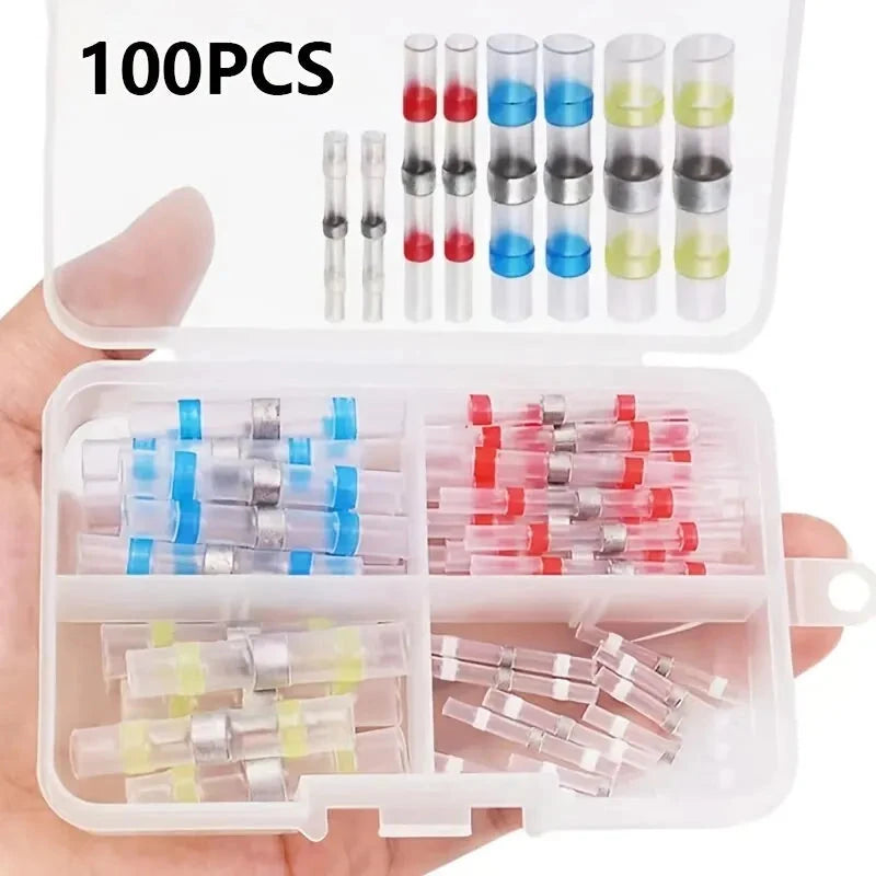 100-Pack Waterproof Solder Seal Butt Connectors - Heat Shrink Terminals
