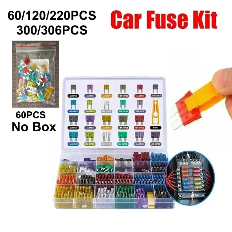 Assorted Automotive Fuse Kit - Low Profile Blade Fuses, Multiple Sizes