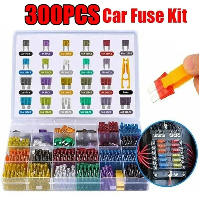 Assorted Automotive Fuse Kit - Low Profile Blade Fuses, Multiple Sizes