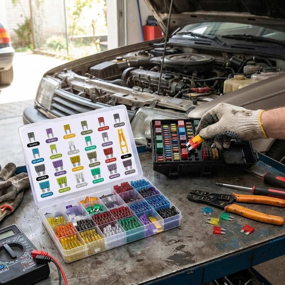 Assorted Automotive Fuse Kit - Low Profile Blade Fuses, Multiple Sizes