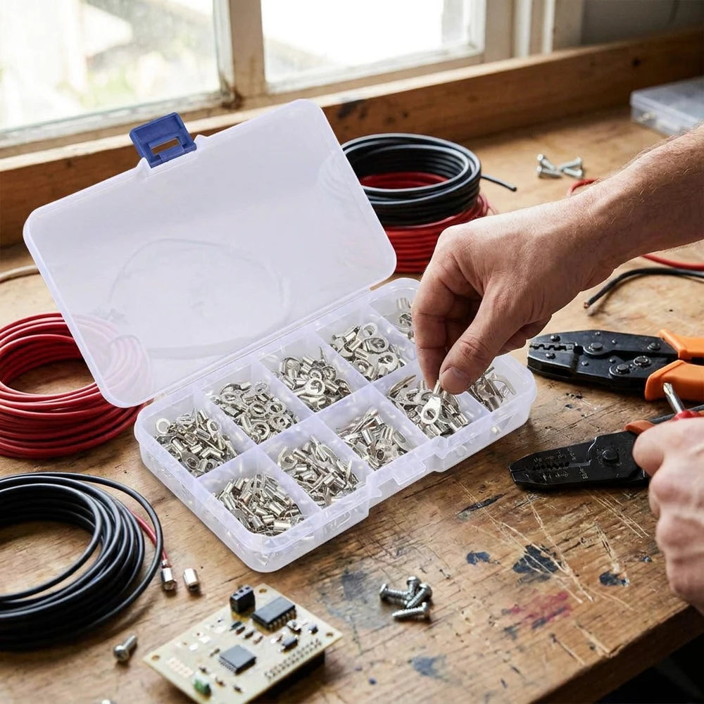 320-Piece Ring & Fork Wire Terminal Connector Kit, Tinned Copper, AWG 22-10