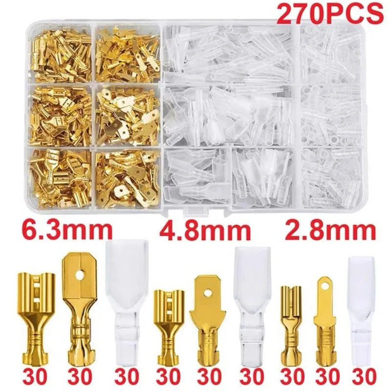 270-Piece Insulated Wire Connector Kit – Male & Female Spade Terminals