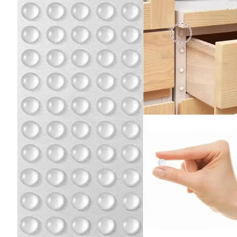 Clear Silicone Bumper Pads – Self-Adhesive Cabinet Door Sound Dampeners