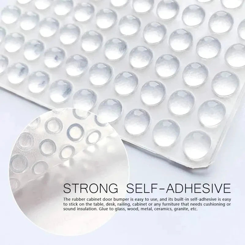Clear Silicone Bumper Pads – Self-Adhesive Cabinet Door Sound Dampeners