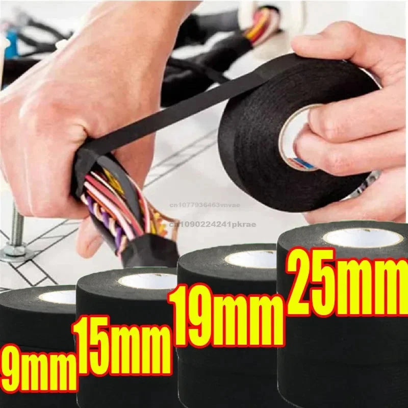Black Fabric Electrical Tape – Heat & Water Resistant Automotive Cloth Tape