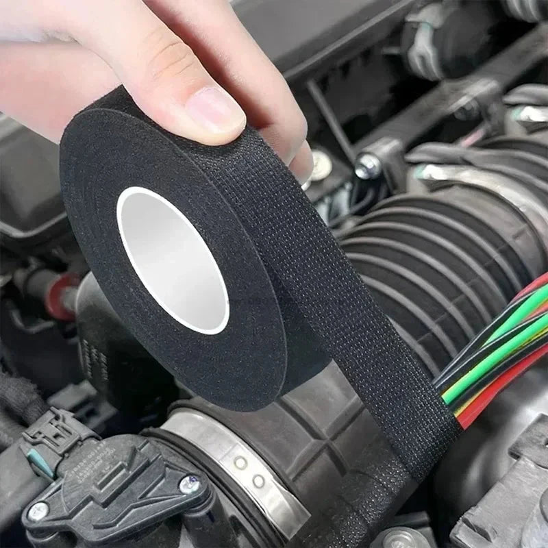 Black Fabric Electrical Tape – Heat & Water Resistant Automotive Cloth Tape
