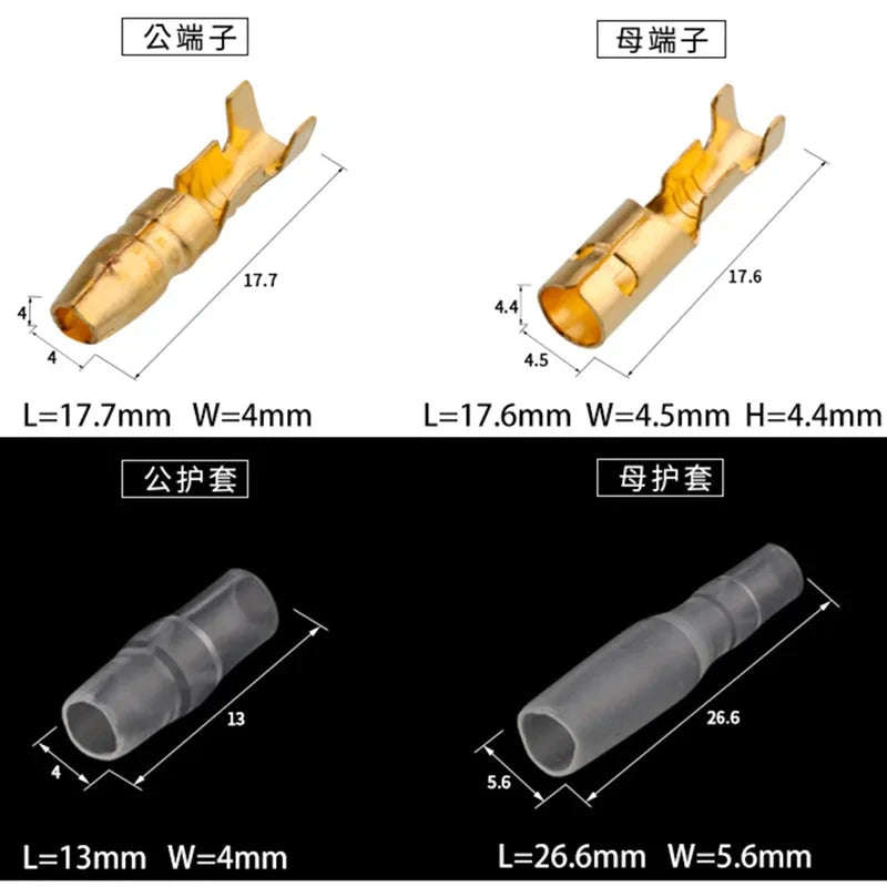 4mm Bullet Crimp Terminal Kit – Male & Female Wire Connectors with Case