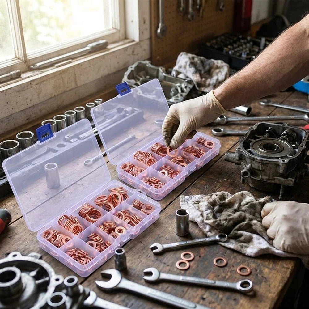 Copper Washer Gasket Assortment Kit – M8/M10/M12/M14 Sump Plug Seals