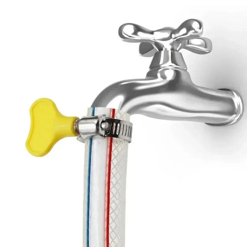 Adjustable Stainless Steel Hose Clamps with Yellow Twist Handle, 5-Pack