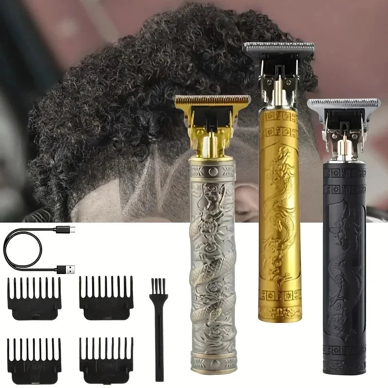 2025 T9 Cordless Hair Clipper – Dragon Carved Barber Trimmer