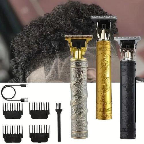 2025 T9 Cordless Hair Clipper – Dragon Carved Barber Trimmer