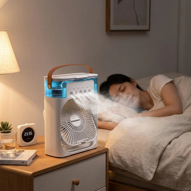 3-in-1 Mini Air Cooler - Fan, Humidifier & LED Night Light