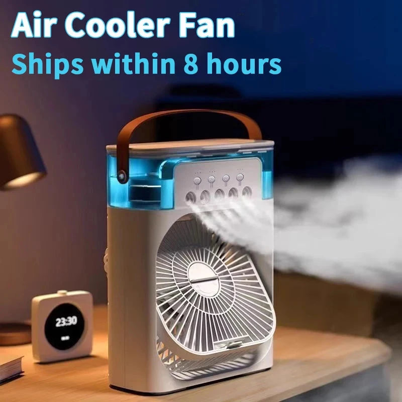 3-in-1 Mini Air Cooler - Fan, Humidifier & LED Night Light Combo