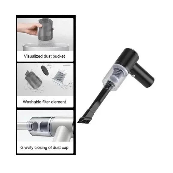 3-in-1 Portable Car Vacuum Cleaner - Rechargeable Blow & Suction