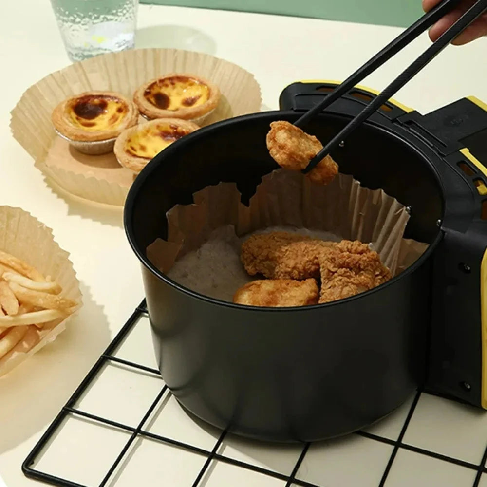 50-Pack Disposable Air Fryer Liners - Non-Stick Oil-Absorbing Paper