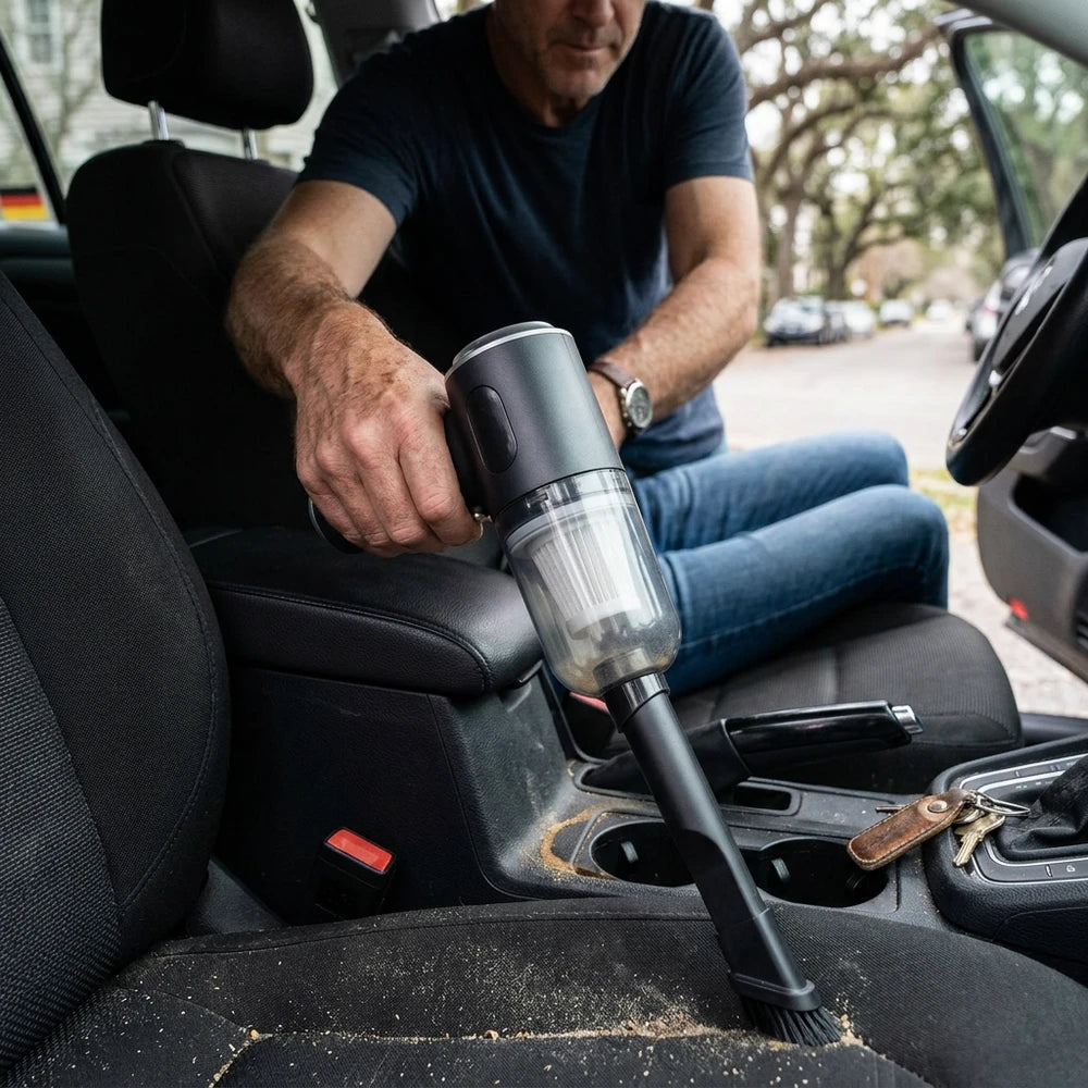 9000Pa Wireless Car Vacuum Cleaner - Portable Wet/Dry Handheld