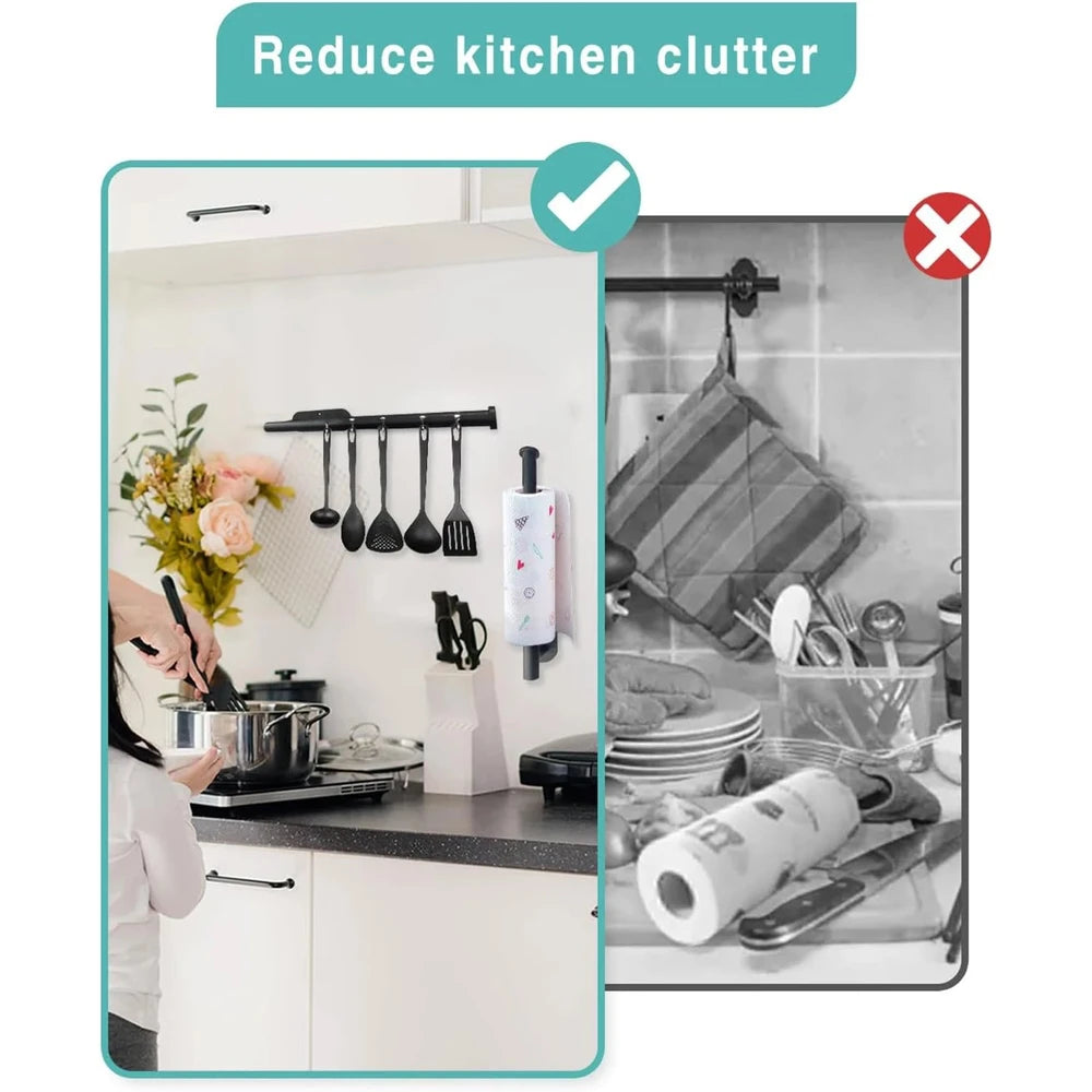 Adhesive Paper Towel Holder - No-Drill Kitchen Wall Mount