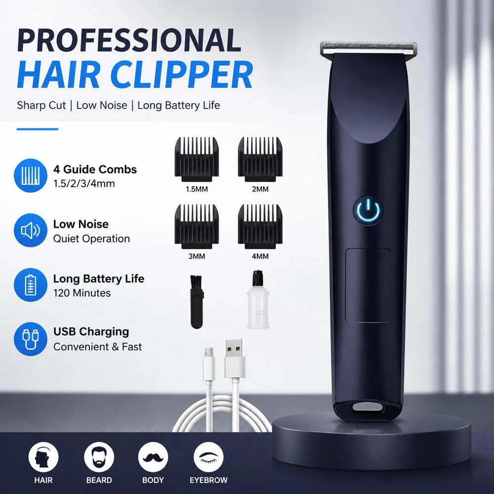 Adjustable Electric Hair Trimmer – USB Rechargeable Barber Clipper