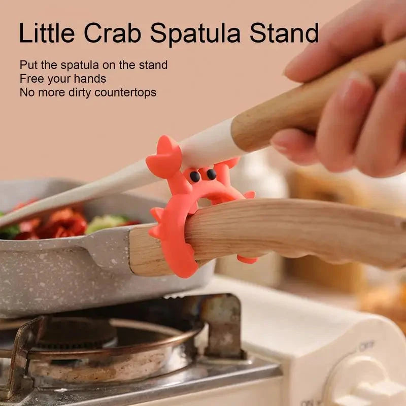 Crab-Shaped Silicone Utensil Rest - Countertop Spoon Holder