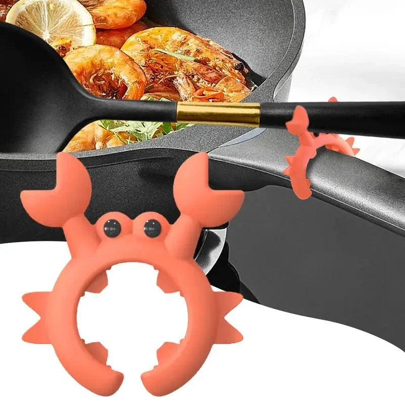 Crab-Shaped Silicone Utensil Rest - Countertop Spoon Holder