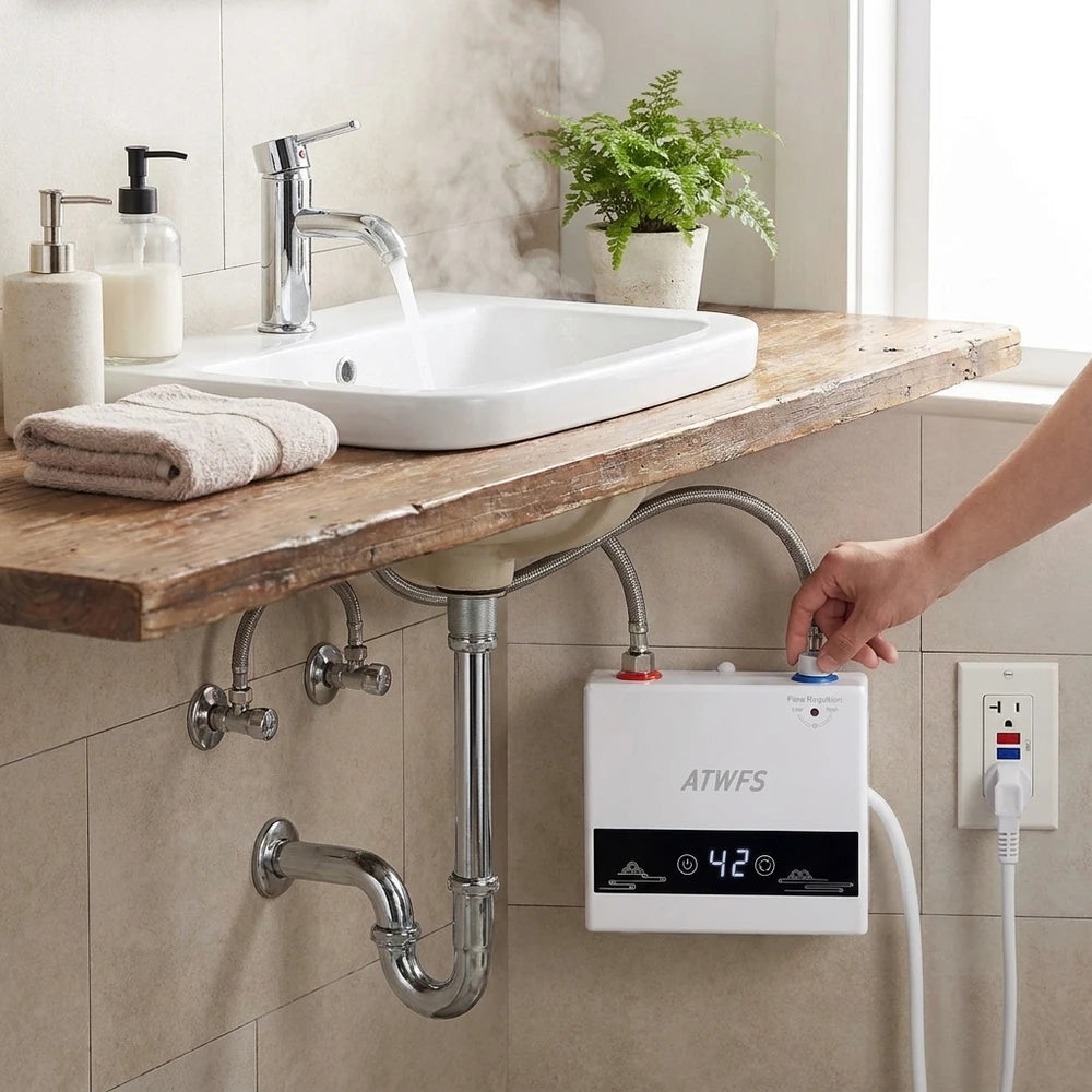 ATWFS 4600W Instant Electric Water Heater for Shower & Kitchen