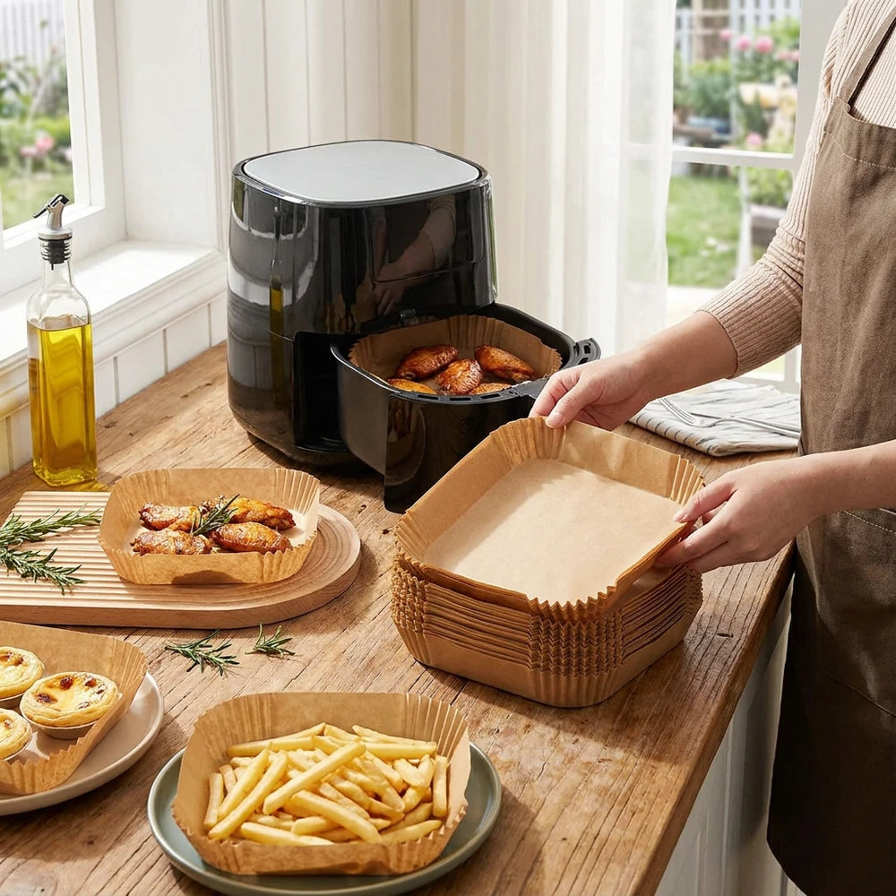 Disposable Air Fryer Paper Liners – Oil-Proof, Waterproof, 50/100 Pack