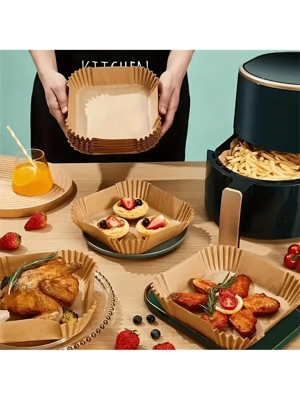 Disposable Air Fryer Paper Liners – Oil-Proof, Waterproof, 50/100 Pack