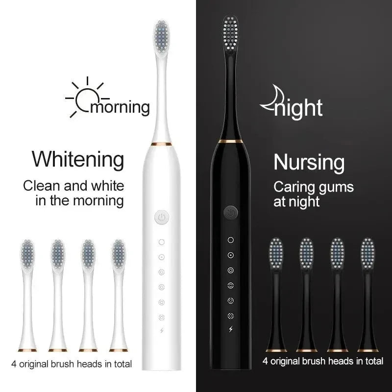 Electric Ultrasonic Toothbrush Set - 6 Speeds, USB Rechargeable